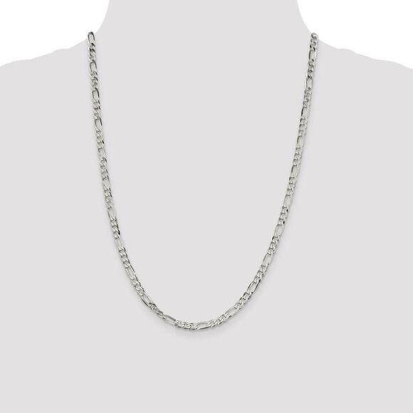4.5mm Sterling Silver Flat Figaro Chain Necklace, 24 Inch - Picture 2 of 8